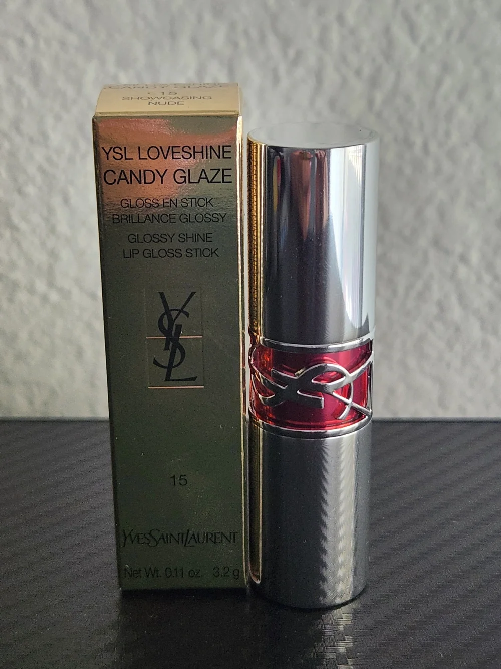 Yves Saint Laurent LoveShine Candy Glaze Lip Gloss Stick (15) Showcasing Nude